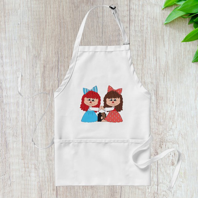 Cute Rag Doll Friends Girls with Bows and Dresses  Standard Apron (Creator Uploaded)