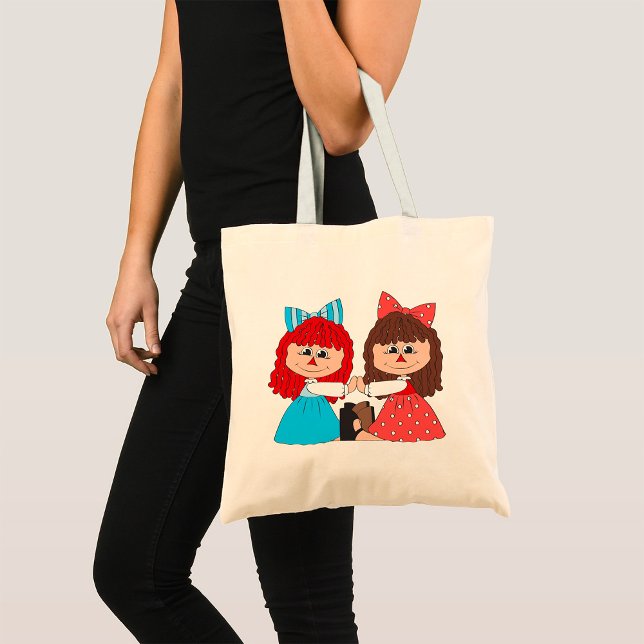 Cute Rag Doll Friends Girls with Bows and Dresses  Tote Bag (Creator Uploaded)