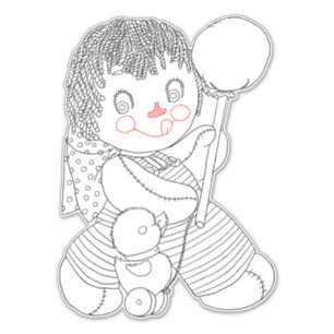 Cute rag doll toy duck hand drawn art illustration