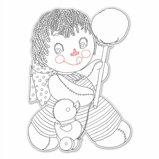 Cute rag doll toy duck hand drawn art illustration (Front)