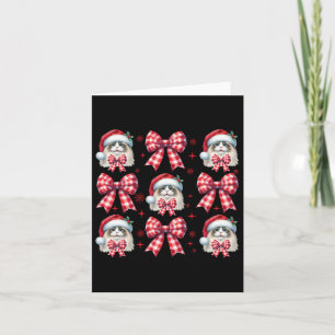 Cute Ragdoll Cat Red Plaid Coquette Bow Christmas  Card