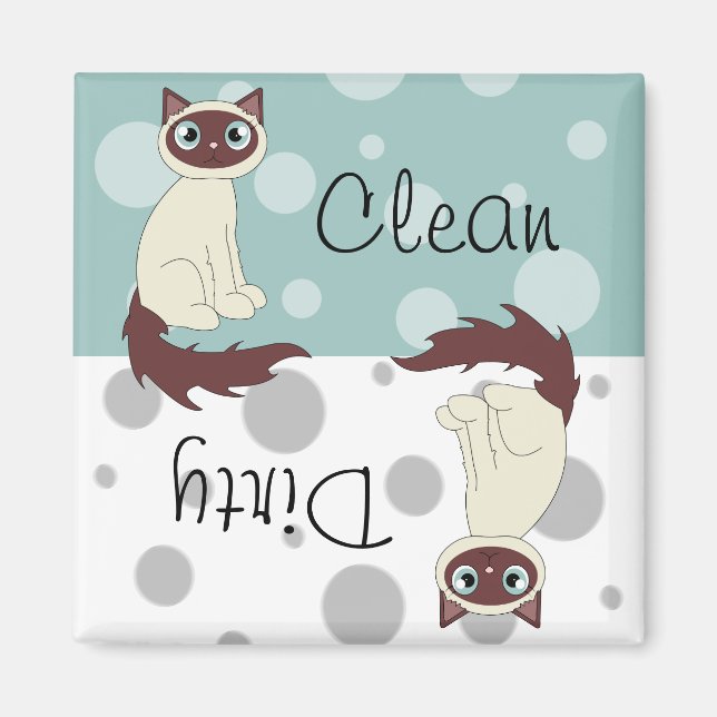 Cute Ragdoll Siamese Clean Dirty Dishwasher Magnet (Front)