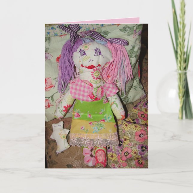 Cute Ragdoll Small Girls Birthday Purple doll Card (Front)