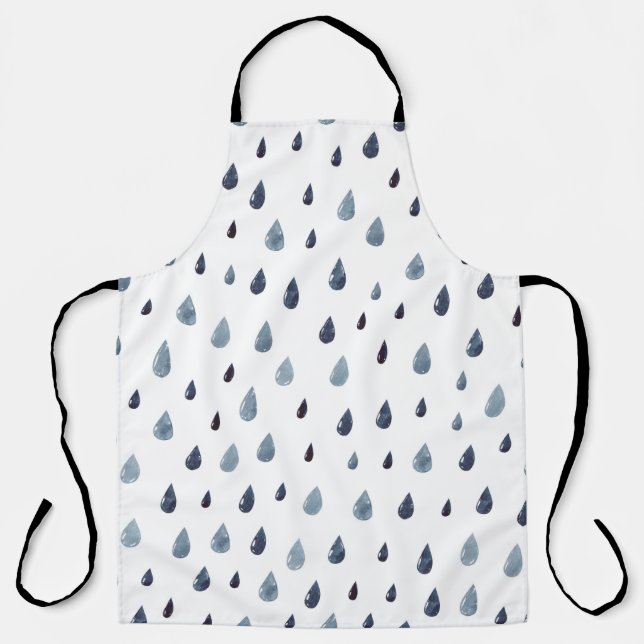 Cute rain. Watercolor seamless pattern. Indigo rai Apron (Front)