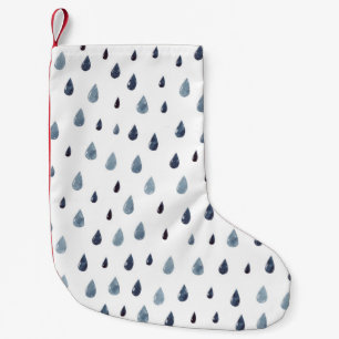 Cute rain. Watercolor seamless pattern. Indigo rai Small Christmas Stocking