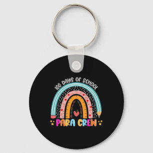 Cute Rainbow 100 Days Of School Para Crew Lover 10 Key Ring