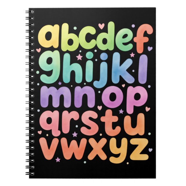 Cute Rainbow Alphabet ABC Notebook for Kids (Front)