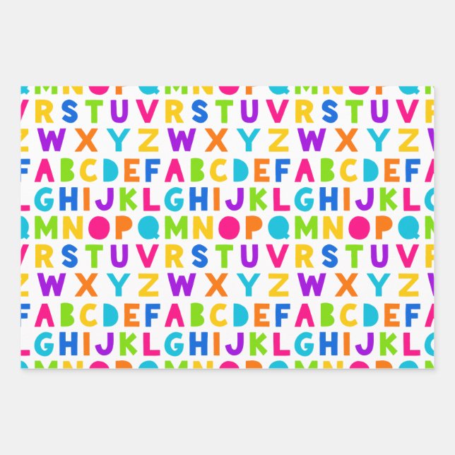 Cute Rainbow Alphabet Wrapping Sheets (Front)