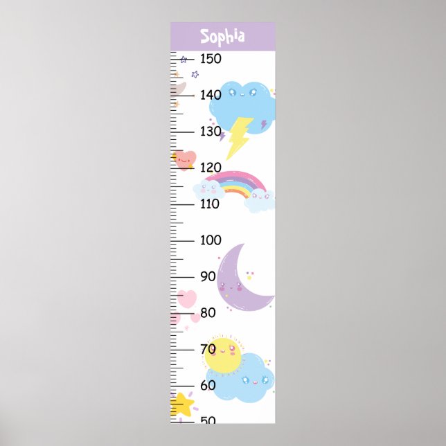 Cute Rainbow and Cloud Growth Chart (Front)
