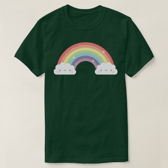 Cute Rainbow and Clouds T-Shirt (Design Front)