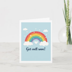 Cute Rainbow and Heart Get Well Soon Big Card