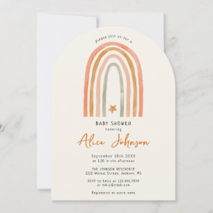 Cute Rainbow And Star Boho Baby Shower Arched Invitation