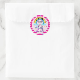 Cute Rainbow and Unicorn 1st Birthday Sticker