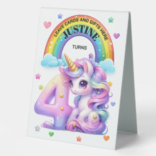 Cute Rainbow and Unicorn 4th Birthday