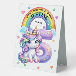Cute Rainbow and Unicorn 5th Birthday Party