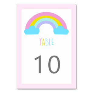 Cute Rainbow baby shower bright soft pastel colour Table Number