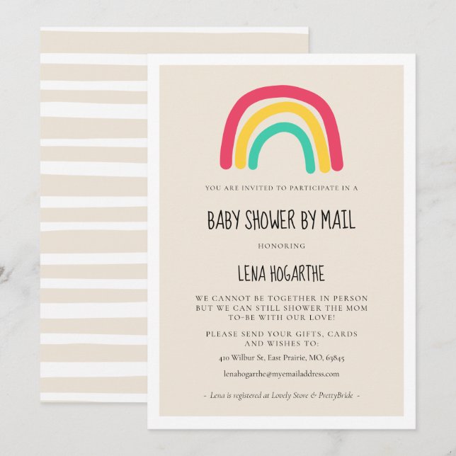 Cute rainbow Baby Shower by mail Invitation (Front/Back)