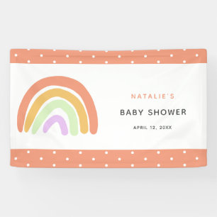 Cute Rainbow Baby Shower Elegant Simple Peach Banner