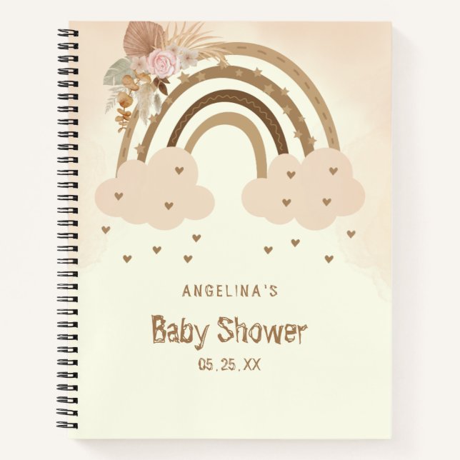 Cute Rainbow Baby Shower Gift List Notebook (Front)