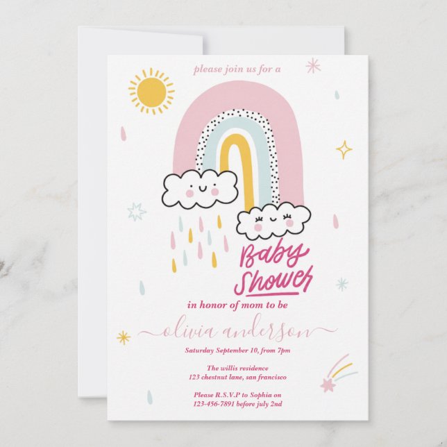 Cute Rainbow Baby Shower Invitation (Front)
