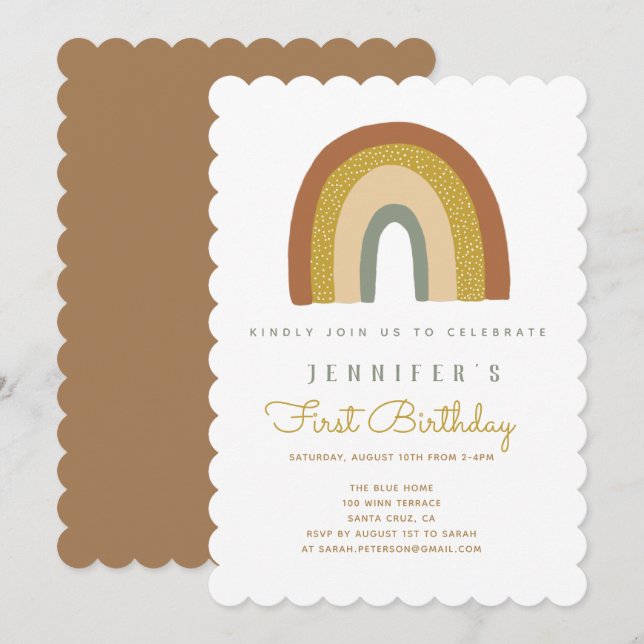 Cute Rainbow Baby Shower Invitation (Front/Back)