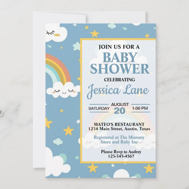 Cute Rainbow Baby Shower Invitation (Front)