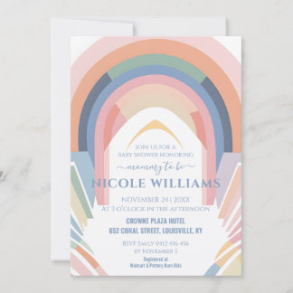 Cute Rainbow Baby Shower Minimalist Pastel RSVP Invitation