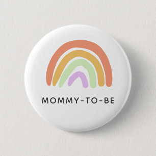 Cute Rainbow Baby Shower Mummy-to-be 6 Cm Round Badge