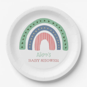 Cute Rainbow Baby Shower Paper Plate