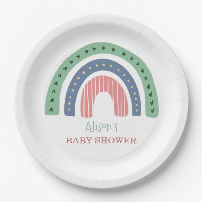 Cute Rainbow Baby Shower Paper Plate (Front)
