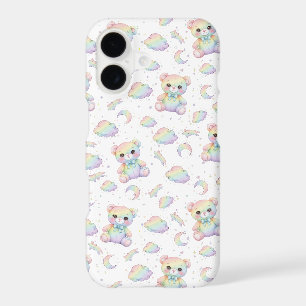 Cute Rainbow Bear and Pastel Clouds Pattern