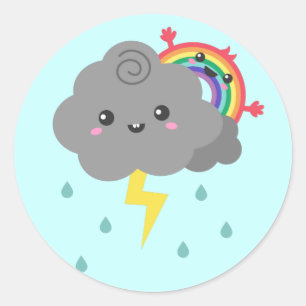 Cute Rainbow Behind Every Dark Cloud Classic Round Sticker