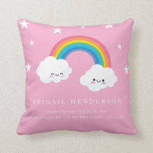 Cute Rainbow Birth Announcement Pillow