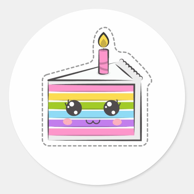 Cute Rainbow Birthday Cake  Kawaii Sticker (Front)