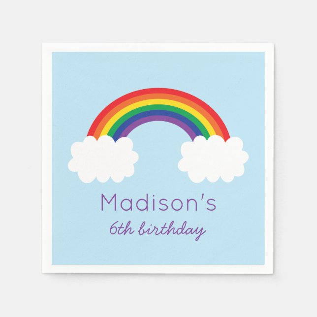 Cute Rainbow Birthday Napkin (Front)