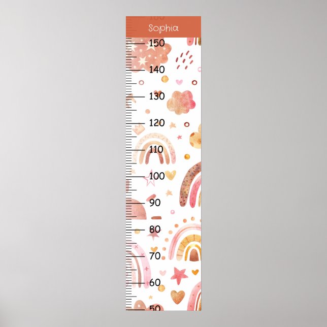 Cute Rainbow Boho Growth Chart Centimetre (Front)