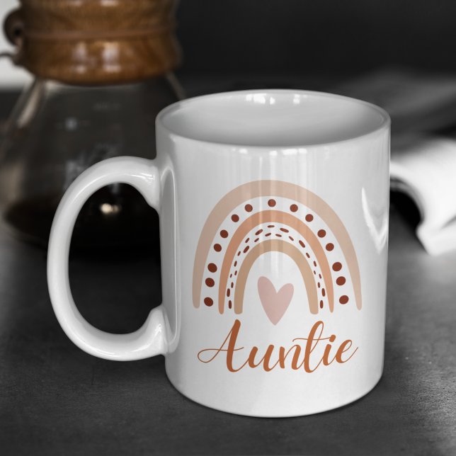 Cute Rainbow Boho Heart Auntie Cute Coffee Mug (Creator Uploaded)