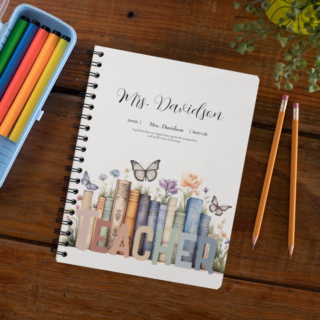 Cute Rainbow Bookshelf & Books Teacher Monogram (Creator Uploaded)