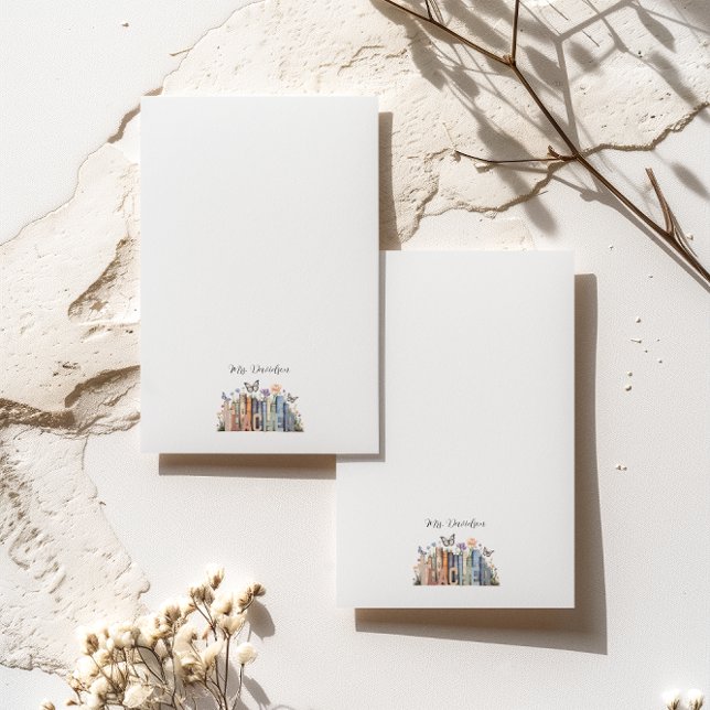 Cute Rainbow Bookshelf & Books Teacher Monogram Post-it Notes (Creator Uploaded)