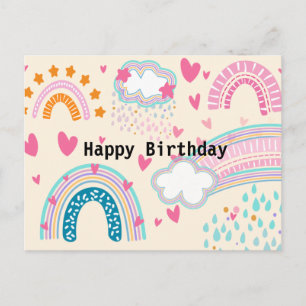 Cute rainbow cartoon Postcards Birthday
