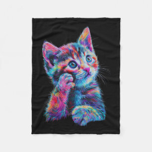 Cute Rainbow Cat For Women's Girls Men Boys - Cat  Fleece Blanket