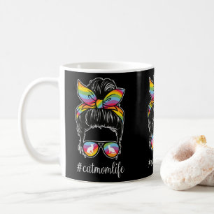 Cute Rainbow Cat Mum Life Cats Pet Owners Cat Moms Coffee Mug
