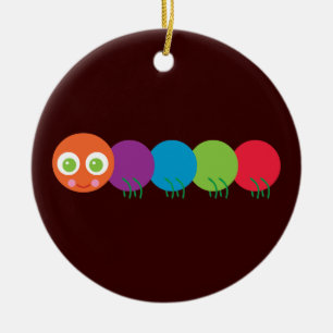 Cute Rainbow Caterpillar Ceramic Tree Decoration