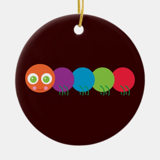 Cute Rainbow Caterpillar Ceramic Tree Decoration (Front)