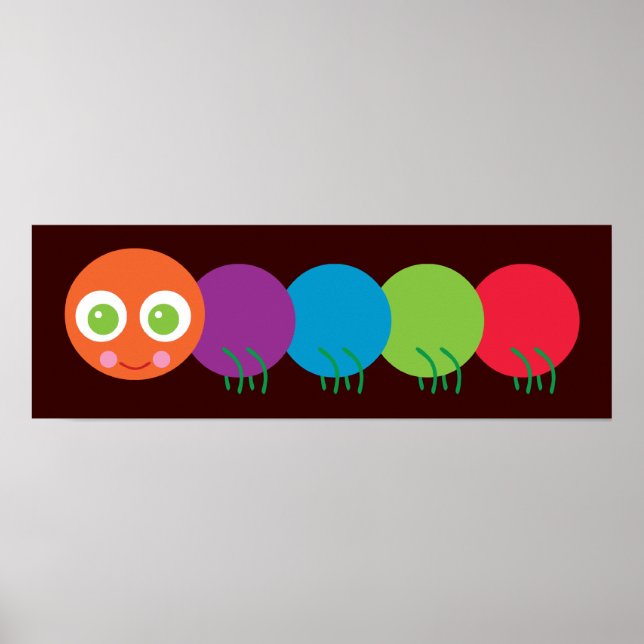 Cute Rainbow Caterpillar Poster (Front)