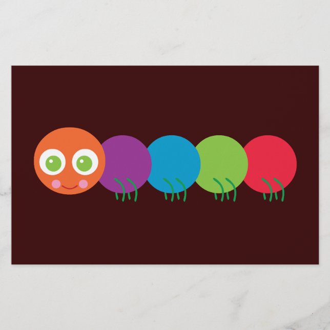 Cute Rainbow Caterpillar Stationery (Front)
