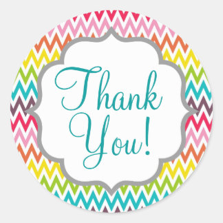 Cute Rainbow Chevron Stripes Classic Round Sticker