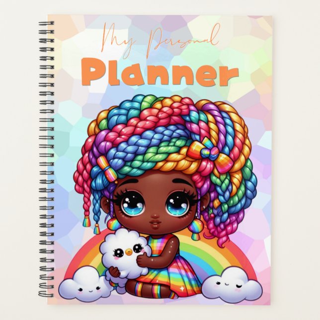 Cute Rainbow Chibi Girl "My Personal Planner"  Planner (Front)