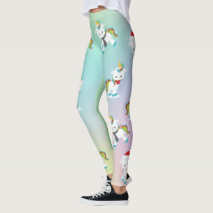 Cute Rainbow Christmas Unicorn Leggings