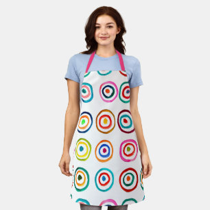 Cute rainbow circles white simple apron